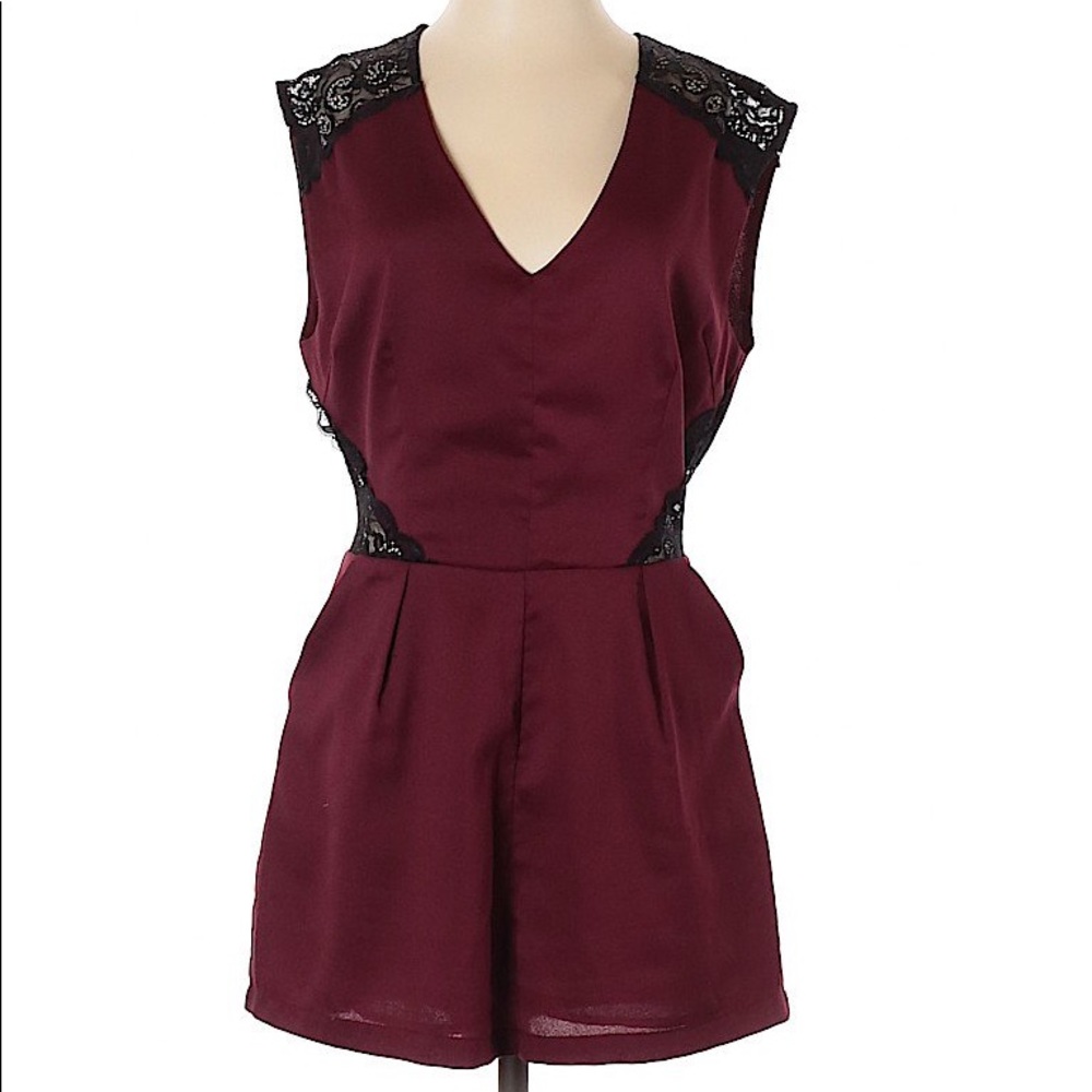 Forever 21 Burgundy Romper with Black Lace